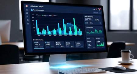 Modern computer screen with stock market data on the screen. 3d rendering.の素材
