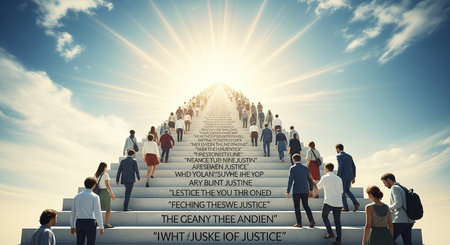 Business people standing on the top of a stairway leading to successの素材
