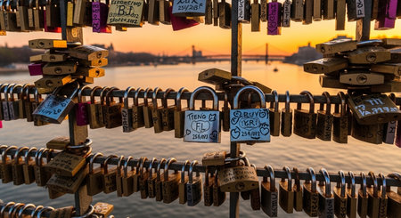 Love padlocks in Prague, Czech Republic.の素材