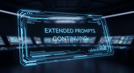 Extended options concept on blue hologram screen over dark background 3D renderingの素材