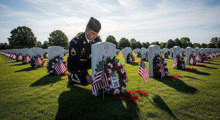 The Arlington National Cemetery in Brooklyn, New Yorkの素材