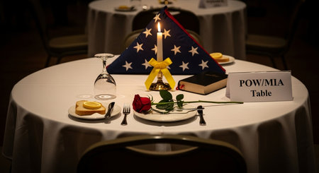 Patriotic table setting in the United States of America National Flagの素材