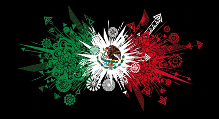 Flag of Mexico. Grunge background. Vector Illustration.の素材
