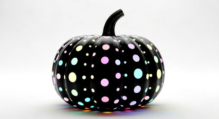3d render of a halloween pumpkin with polka dotsの素材
