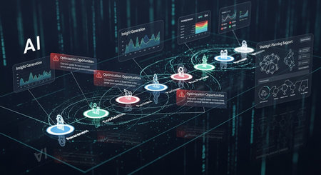 ai strategic planning support, insight generation, and optimization opportunities are clearly displayed here. This image features a transparent background, making it versatile for various design projects.の素材