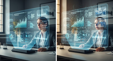 Innovative technologies in modern office. Mixed media. Mixed mediaの素材