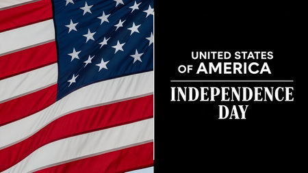The United States of America's Independence Day is symbolized by the iconic flag, featuring red, white, and blue colors with stars and stripes.の素材