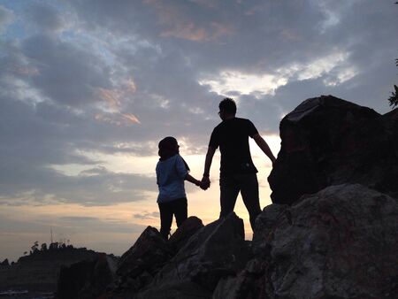 Hijab women with fabric flyingの素材