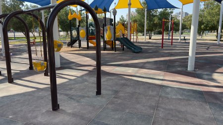 Children's playground in the city park. Playground for children.