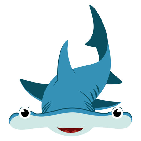 Hammerhead shark smiling illustration vector artwork perfect for ocean marine wildlife aquatic cartoon or animal themed creative design concept artworkのイラスト素材