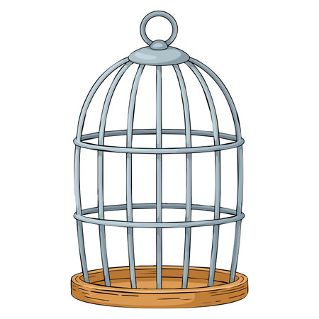 Flat clipart vector illustration of bird cage suitable for pet care animal theme home decoration and wildlife related design conceptsのイラスト素材