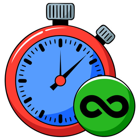 Infinite time icon shown in flat vector illustration style ideal for representing unlimited duration...