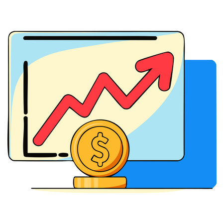 Invest graph banner icon flat vector illustration property house office strategy concept ideal for finance investment real estate planning and business growth designsのイラスト素材