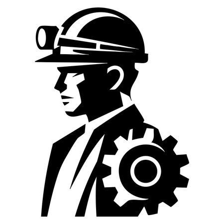 Mechanical engineer icon shown in glyph vector illustration style suitable for technical engineering machinery and industrial workforce themesのイラスト素材