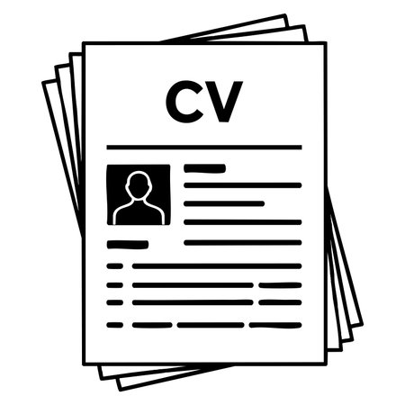 Outline cv papers vector icon illustration isolated on white background designed for web job application career resume and recruitment interface graphicsのイラスト素材