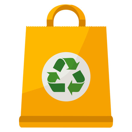 Recycle bag icon flat vector illustrating eco reusable bag canvas handbag sustainability shopping zero waste lifestyle and environmental responsibility conceptのイラスト素材