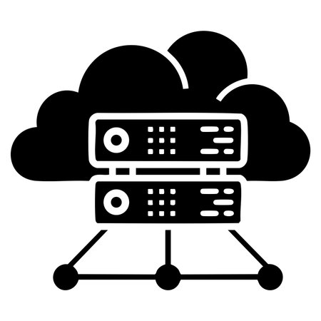 Simple glyph style cloud storage vector icon design in vector format illustrating data backup online...