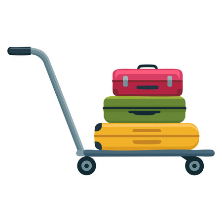 Vector illustration of baggage cart icon in flat style showing ground support cargo truck isolated for airport transport logistics travel handling and service design useのイラスト素材