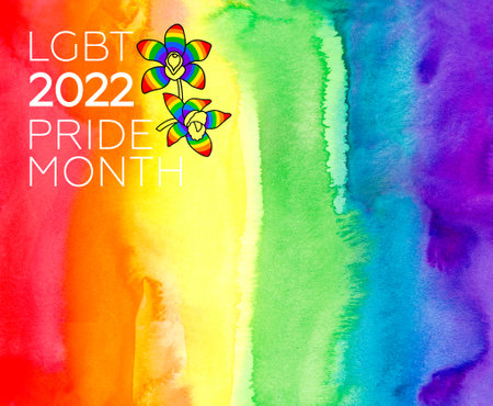 watercolor painted rainbow background with lgbt design. bright smooth transitions to colors. LGBT flag brush stroke. Human rights and tolerance. Support for LGBTQ.のイラスト素材