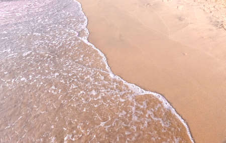 Soft white ocean wave on a clean sandy beach.