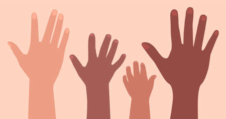 Drawn different hands. Flat vector illustration.のイラスト素材