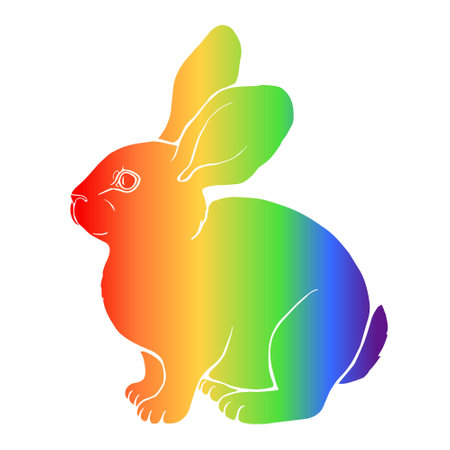 rainbow rabbit. Vector graphic simple illustration on a white background.のイラスト素材