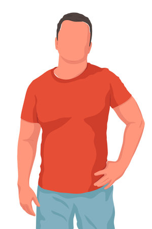 The white man is facing us. Vector flat illustration.のイラスト素材