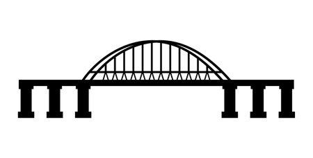 The bridge with an arch. black silhouette. Flat simple illustration.のイラスト素材