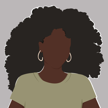 Silhouette of a black woman. Modern flat vector illustration.のイラスト素材