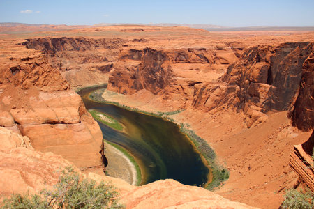 Horseshoe Bend. Photo in sunny weatherの写真素材
