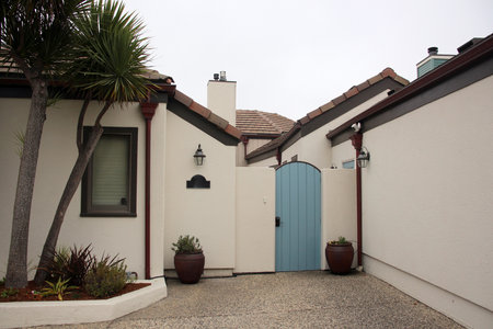 Beautiful American House in Capitola California. Photo taken in foggy weatherの写真素材