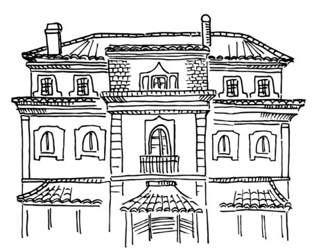Sketch of portuguese house front viewのイラスト素材