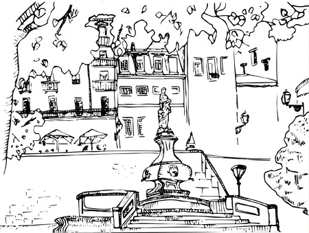 Lisbon street viewのイラスト素材