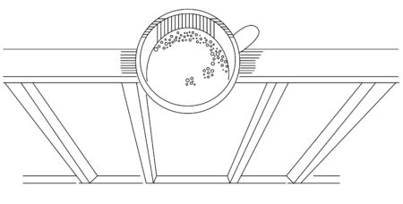 Sketch of top view of cup of tea or coffee on the terraceのイラスト素材