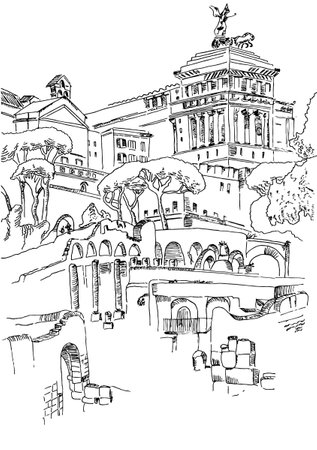 Rome sketch city viewのイラスト素材