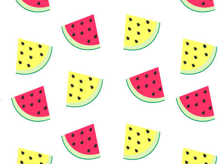Seamless pattern of watermelon pieces. Vector illustration on white background