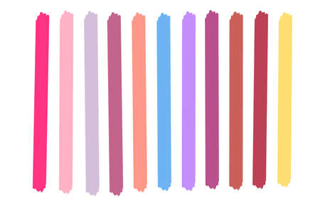 Set of multicolored colorful hand painted lines for your decor and design. Geometric background.のイラスト素材