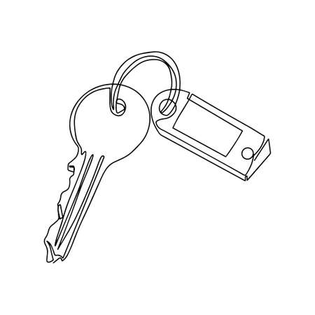 Keys linear icon Continuous line drawing. Fashion minimalist illustration. One line drawing. Vector illustrationのイラスト素材