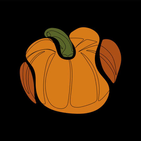 Pumpkin icon in flat style isolated on black backgroundのイラスト素材