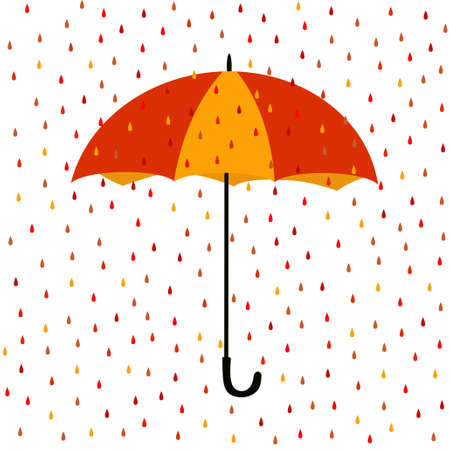 Umbrella and colorful drops in autumn colors. Vector illustration isolated on white backgroundのイラスト素材