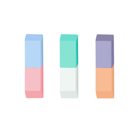 A set of multi-colored erasers. Vector illustration isolated on white backgroundのイラスト素材