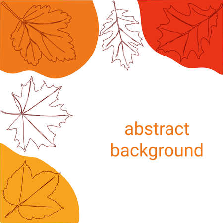 Background from autumn leaves. Autumn leaves in one line style. Vector illustrationのイラスト素材