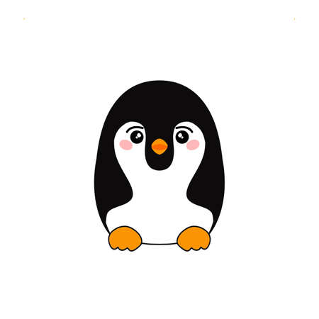 Cute penguin icon in flat style. Cold winter symbol. Antarctic bird, animal illustrationの写真素材