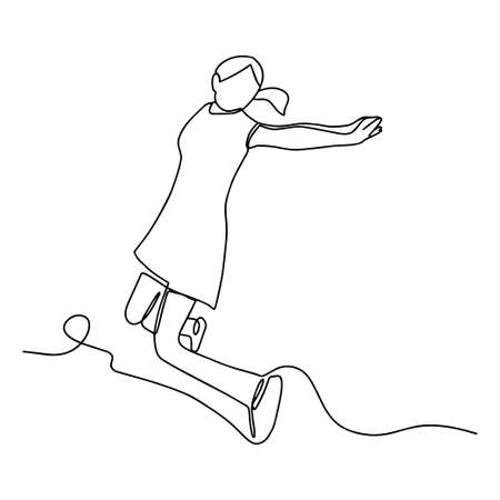 A young lady is jumping in the air. jumping girl. Vector illustrationのイラスト素材