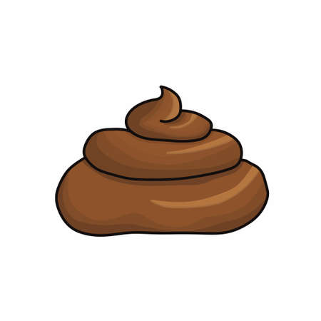 Brown poop vector illustration. Pile of dog poo in flat cartoon style isolated on white background. funny excrement artのイラスト素材
