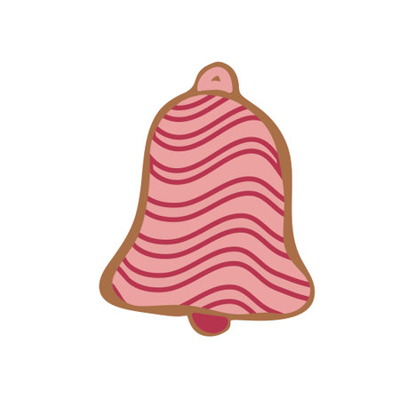 Gingerbread in the shape of a bell. Vector illustration isolated on white backgroundのイラスト素材