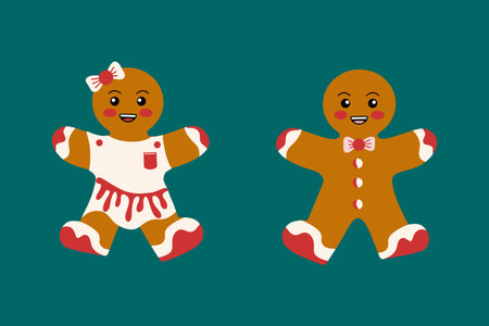 Festive cookies with gingerbread men. Gingerbread cookies in the form of men with colored glaze....
