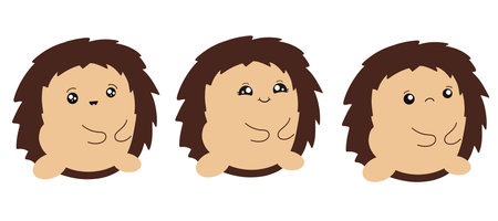 Cute, adorable hedgehogs in modern flat style. vectorのイラスト素材