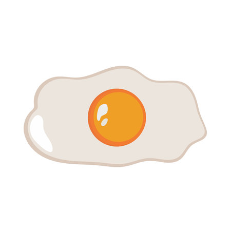Fried egg isolated on white background. Fried egg flat flow.のイラスト素材