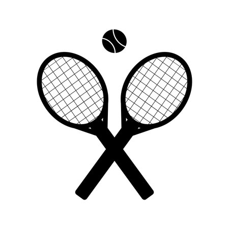 Tennis rackets and a ball. Tennis and ball icon in fashionable flat style, highlighted on a white background. A sports symbol for your web design, logo, user interface. Vector illustrationのイラスト素材